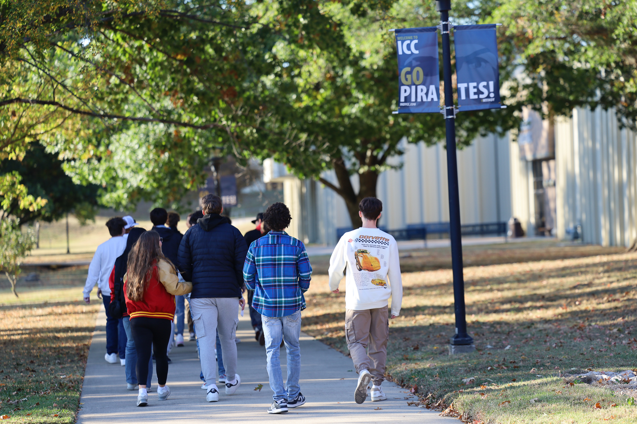 students walking on campus