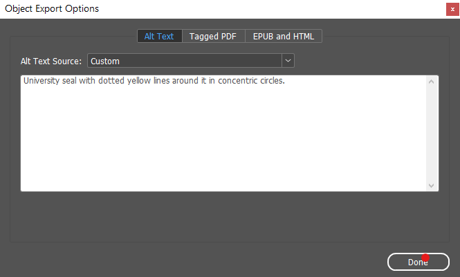 Object Export Options in InDesign